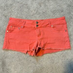 Coral Denim Shorts
